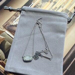 Kendra Scott Elisa Silver Iridescent Drusy Pendant Necklace